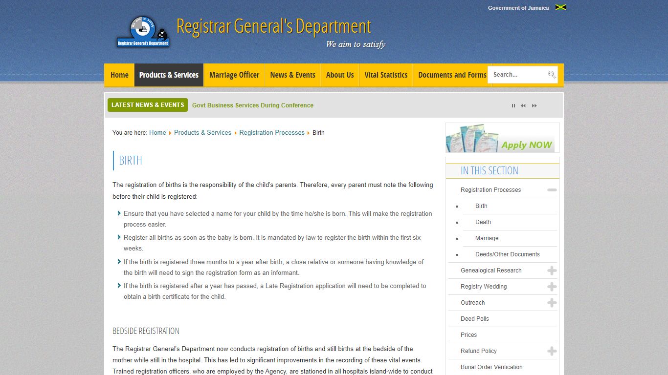 Birth | Registrar General's Department